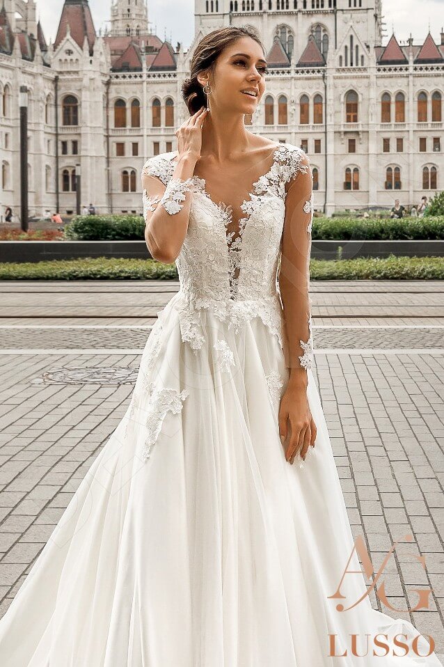 Adalyn Full back A-line Long sleeve Wedding Dress 4