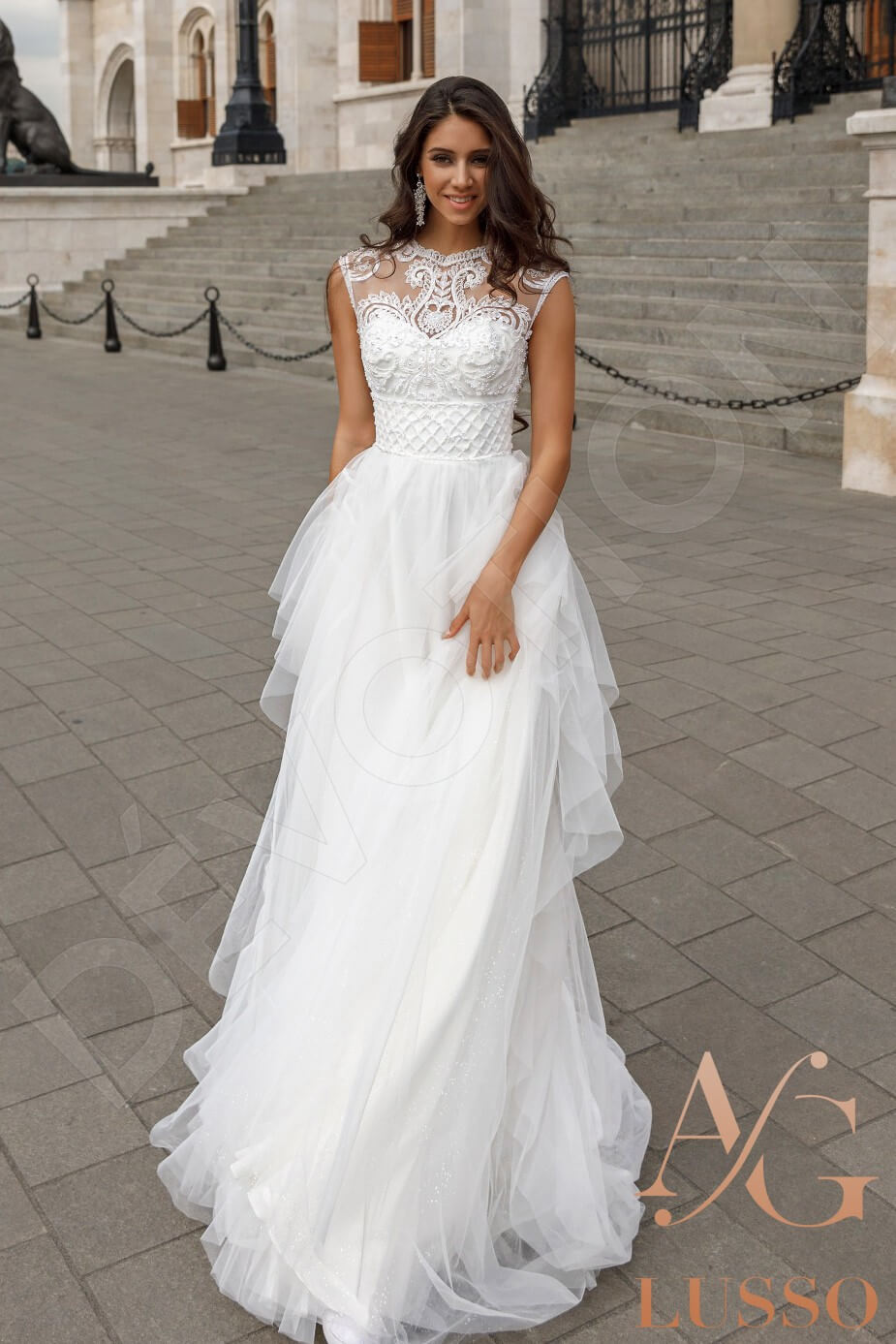 Adryn Full back A-line Sleeveless Wedding Dress Front