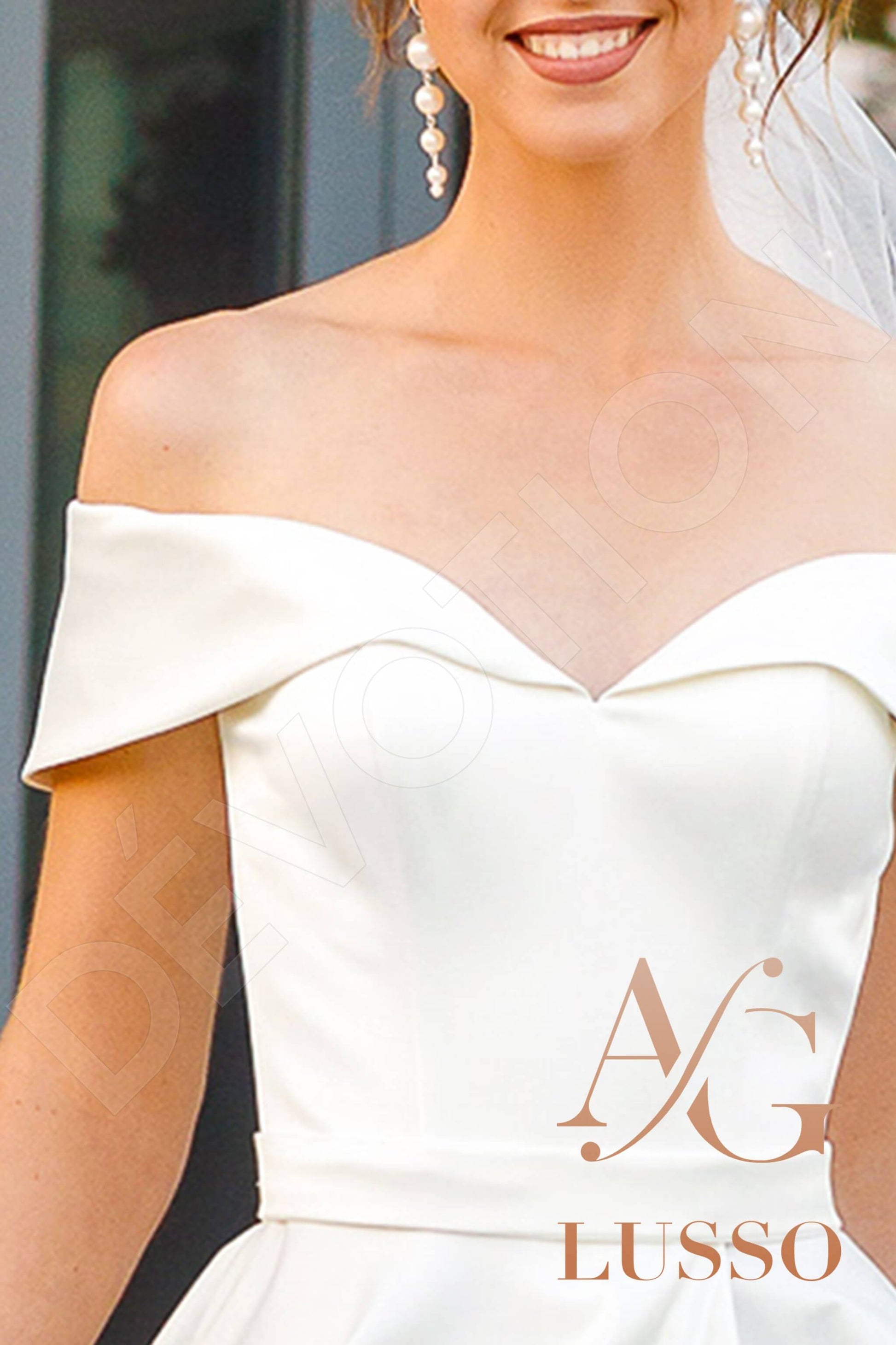Brianna A-line Off-shoulder/Drop shoulders Lightivory Wedding dress