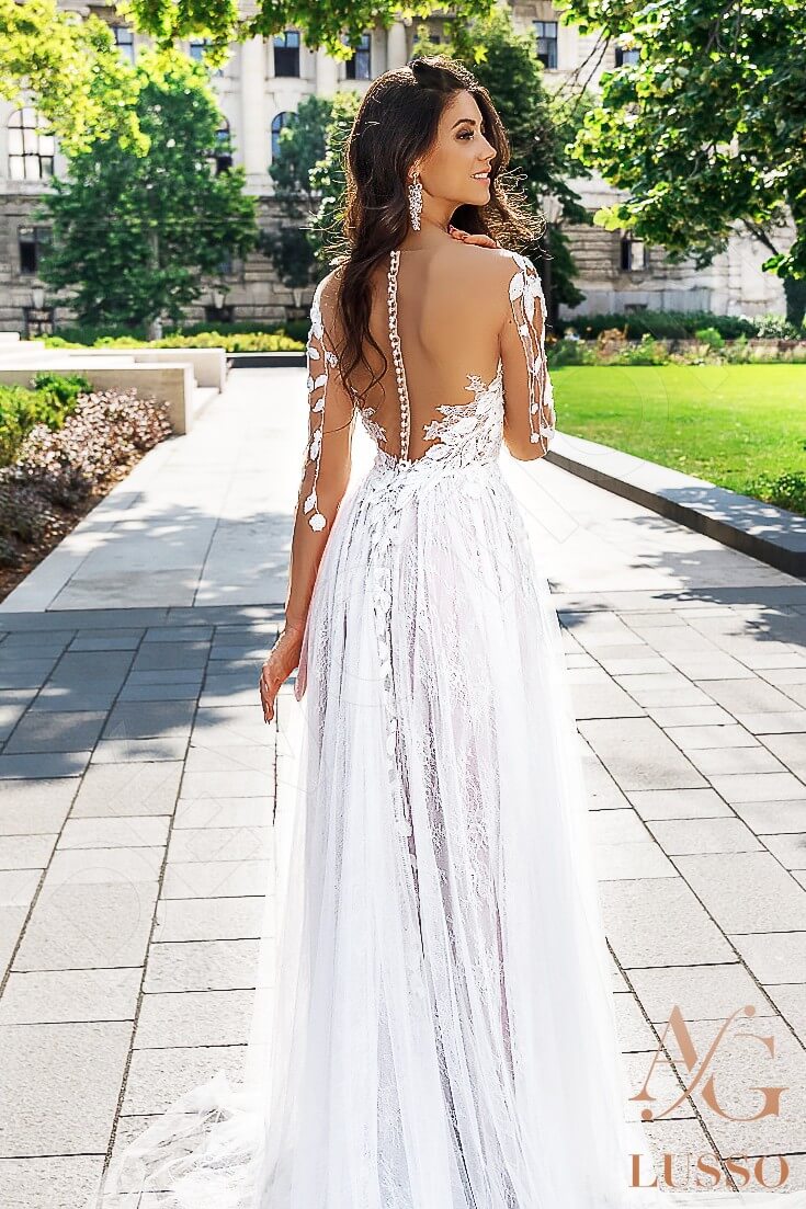 Aegla Full back A-line Long sleeve Wedding Dress 2