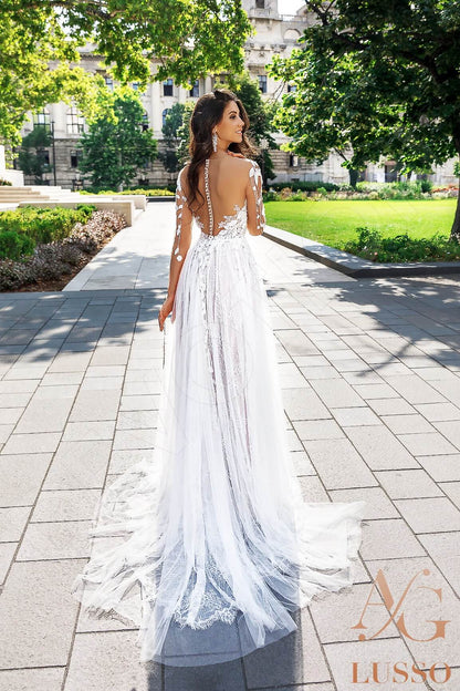 Aegla Full back A-line Long sleeve Wedding Dress Back