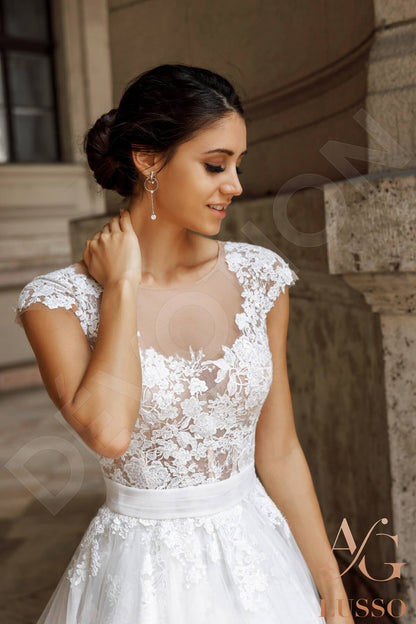 Afton Full back A-line Short/ Cap sleeve Wedding Dress 2
