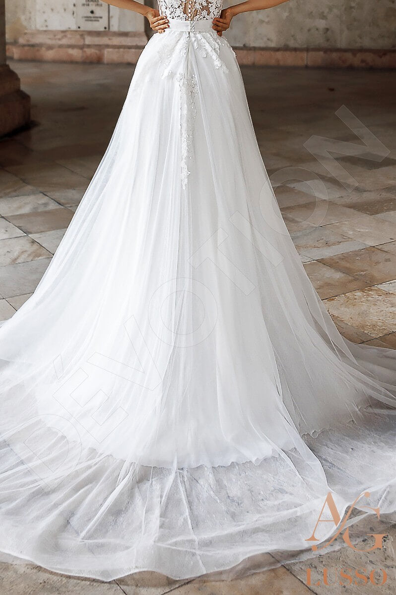 Afton Full back A-line Short/ Cap sleeve Wedding Dress 4