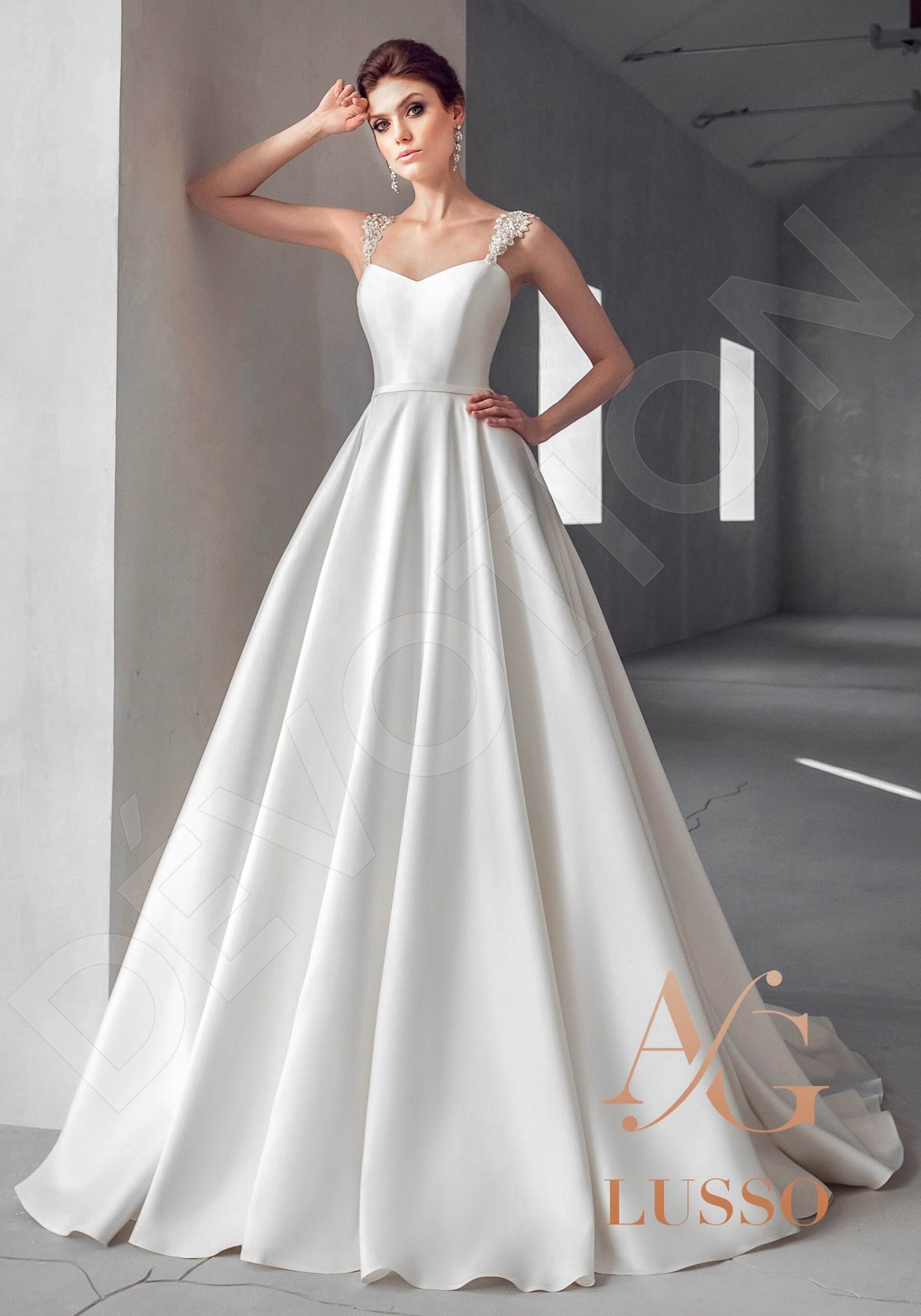 Charmina Open back A-line Straps Wedding Dress Front