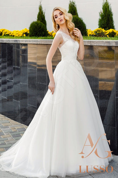 Fancy Full back A-line Sleeveless Wedding Dress 8