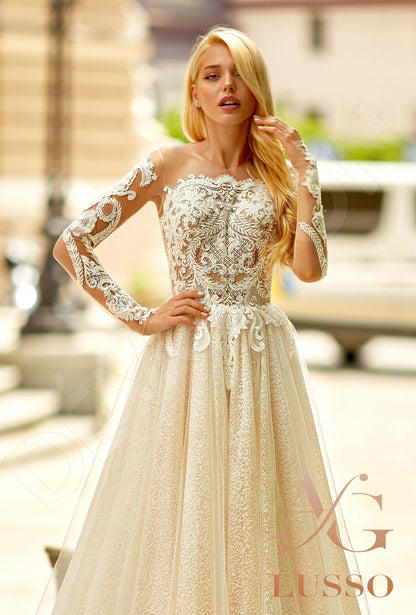 Brandi Full back A-line Long sleeve Wedding Dress 5