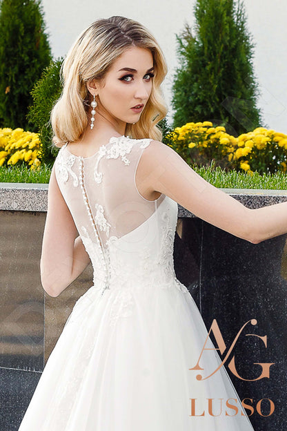 Fancy Full back A-line Sleeveless Wedding Dress 12
