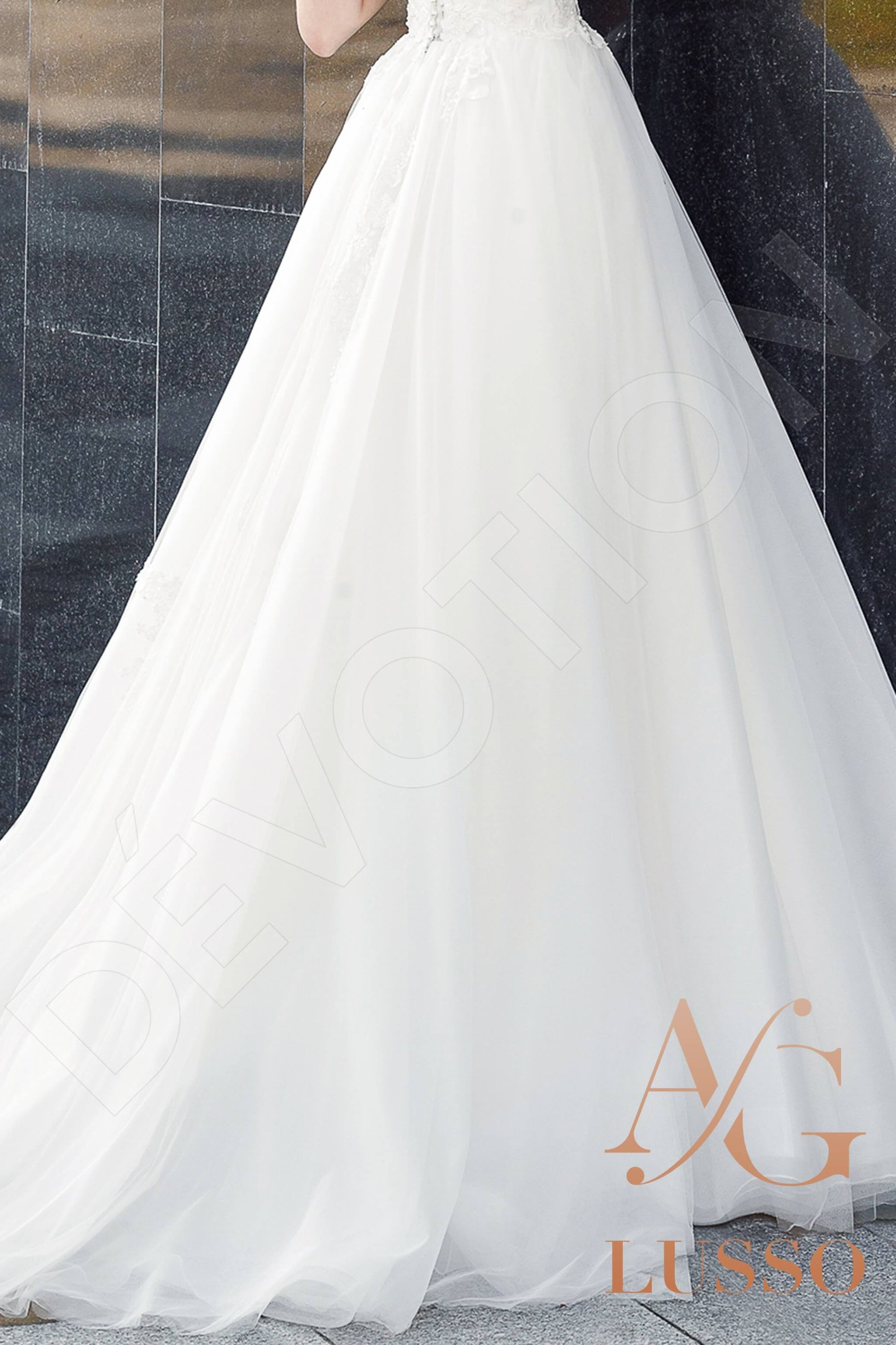 Fancy A-line Jewel Lightivory Wedding dress