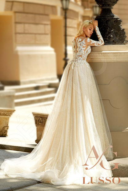 Brandi Full back A-line Long sleeve Wedding Dress Back