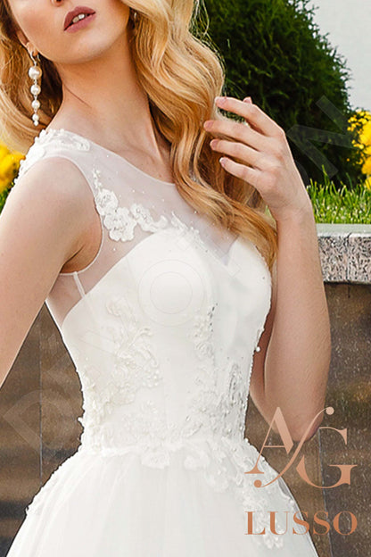 Fancy Full back A-line Sleeveless Wedding Dress 14