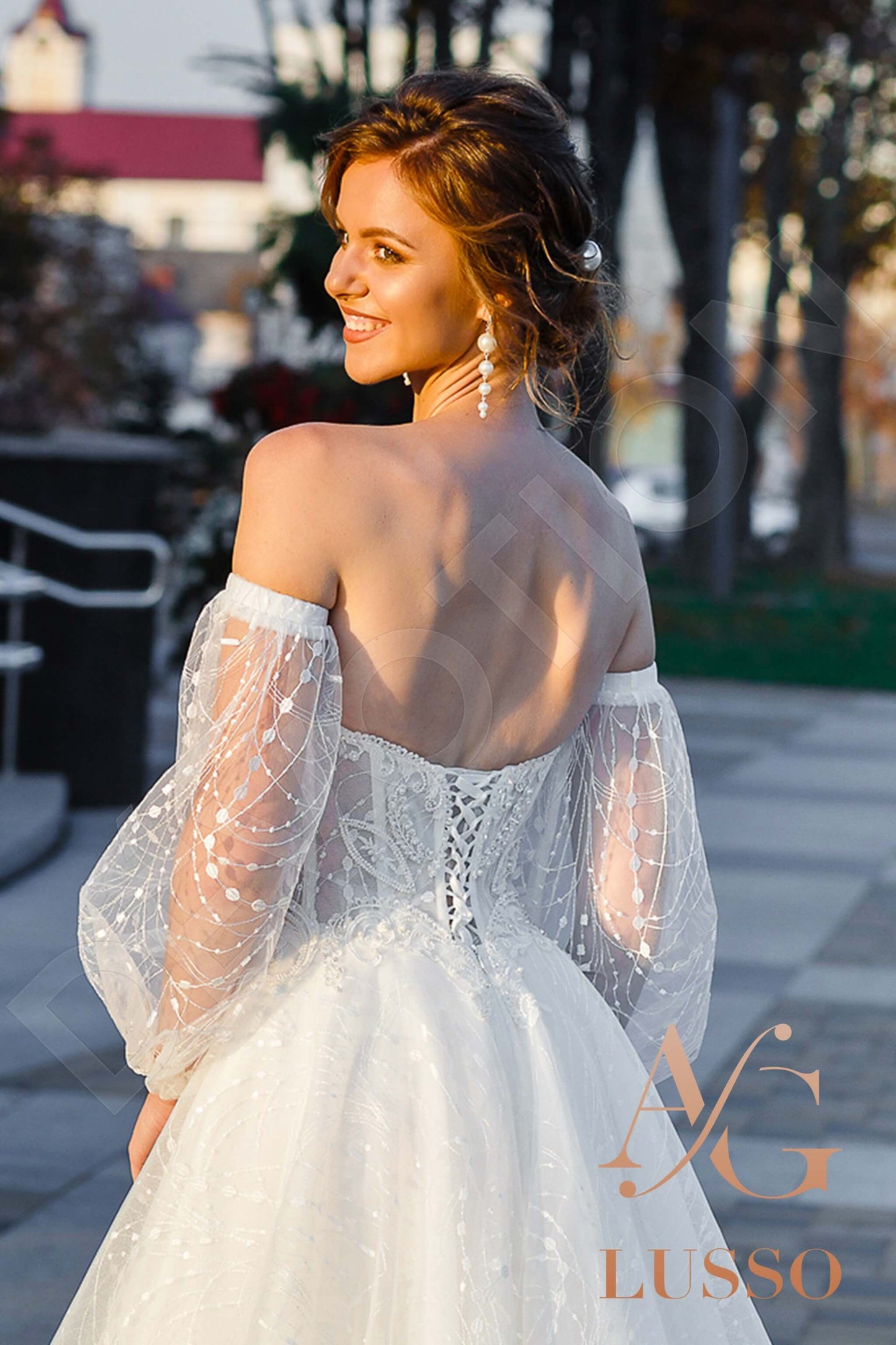 Frances Open back A-line Long sleeve Wedding Dress 12
