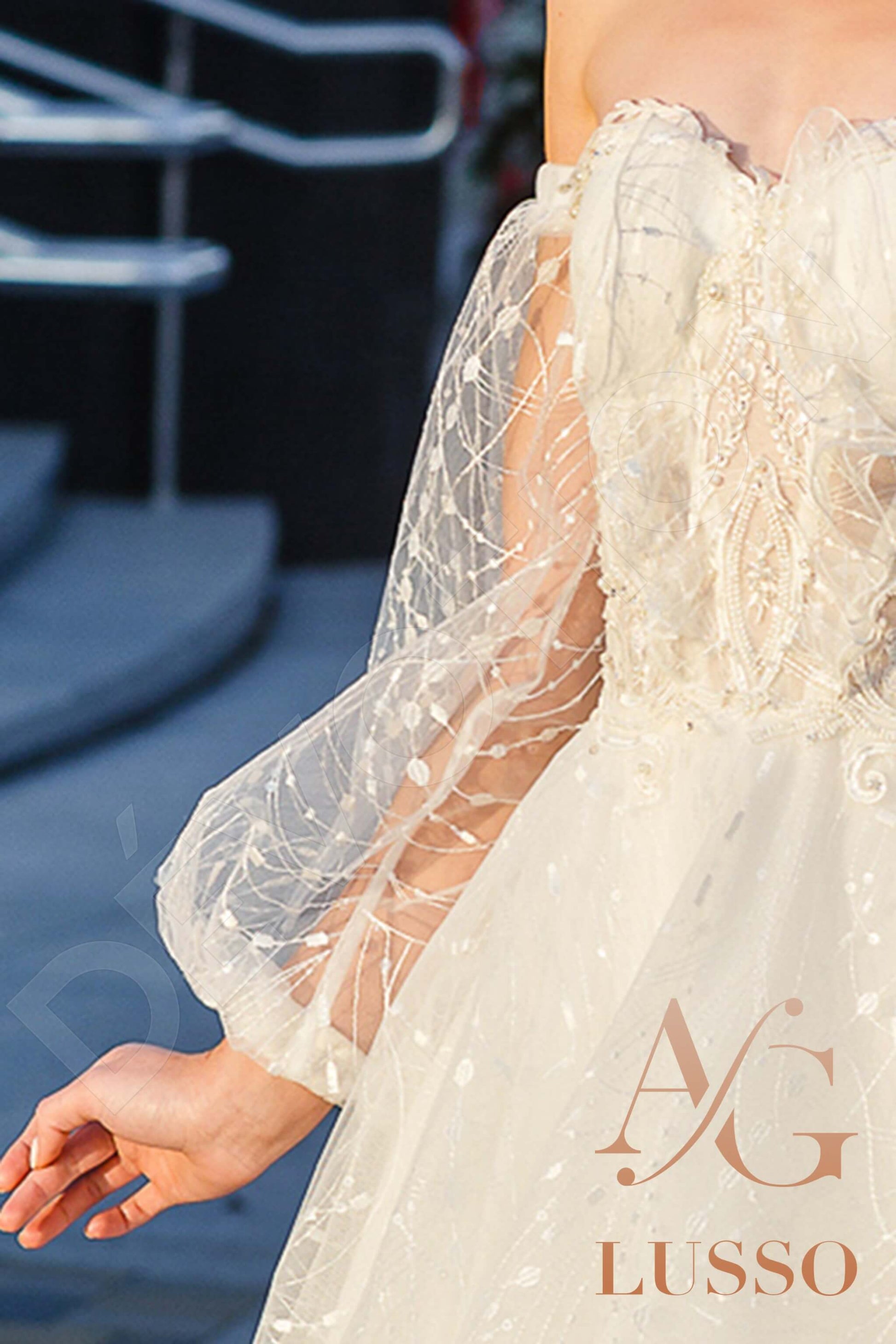 Frances A-line Off-shoulder/Drop shoulders Lightivory Wedding dress