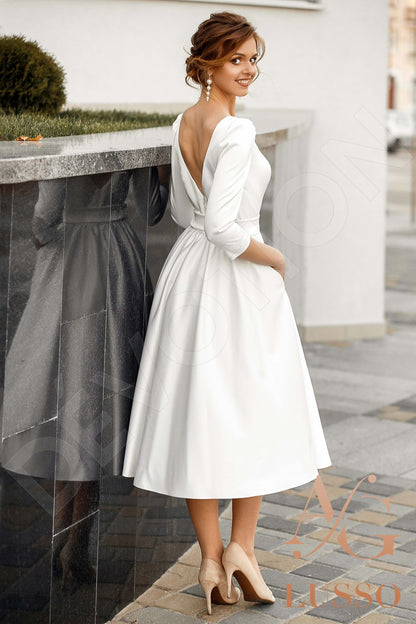 Agnetta Open back A-line 3/4 sleeve Wedding Dress Back