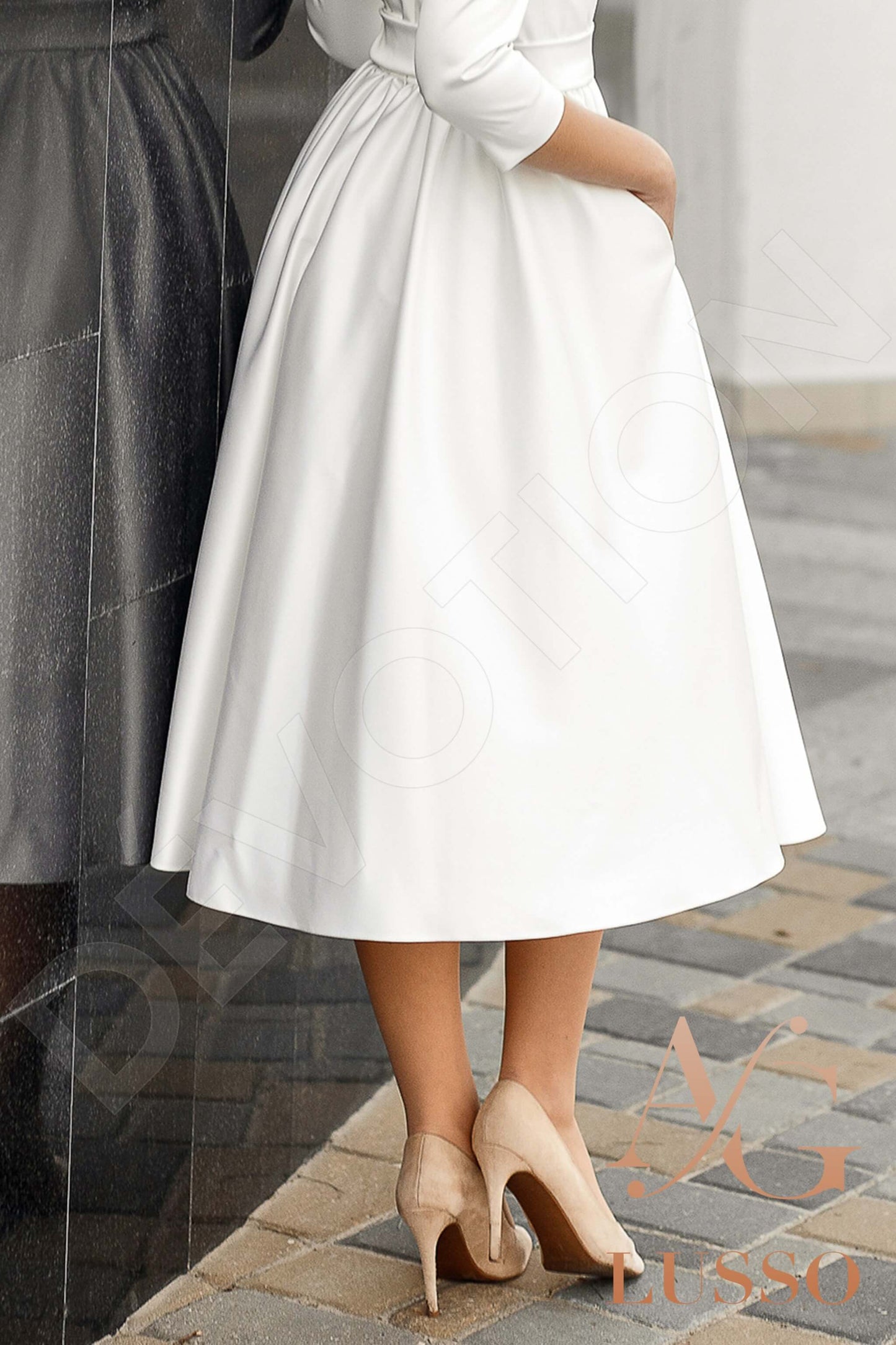 Agnetta Open back A-line 3/4 sleeve Wedding Dress 6