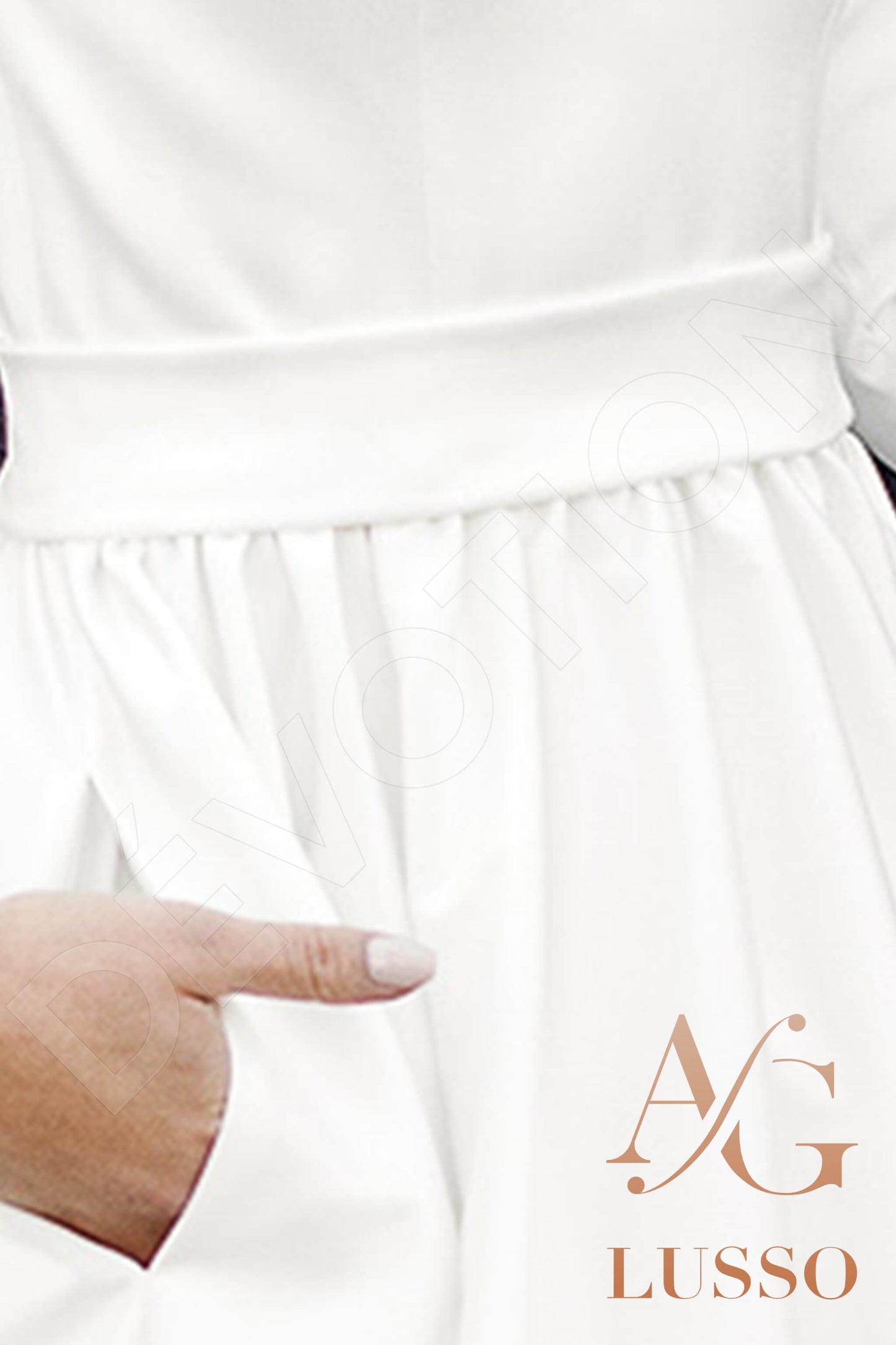 Agnetta Open back A-line 3/4 sleeve Wedding Dress 7
