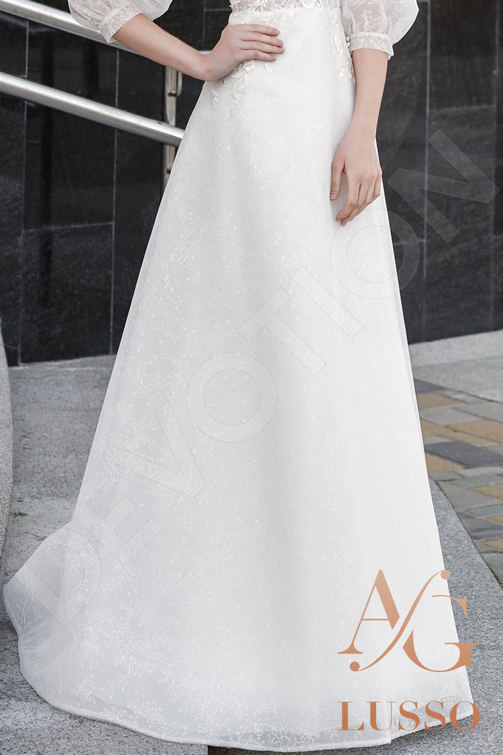 Jean A-line V-neck Lightivory Wedding dress