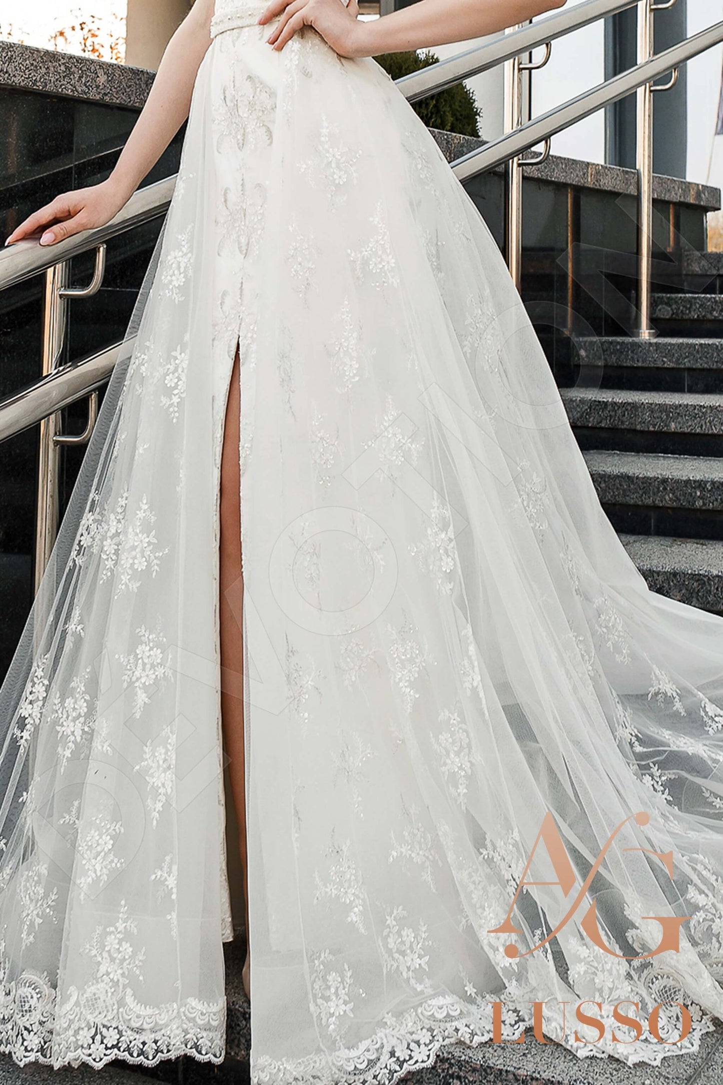 Jemima Open back A-line Short/ Cap sleeve Wedding Dress 11