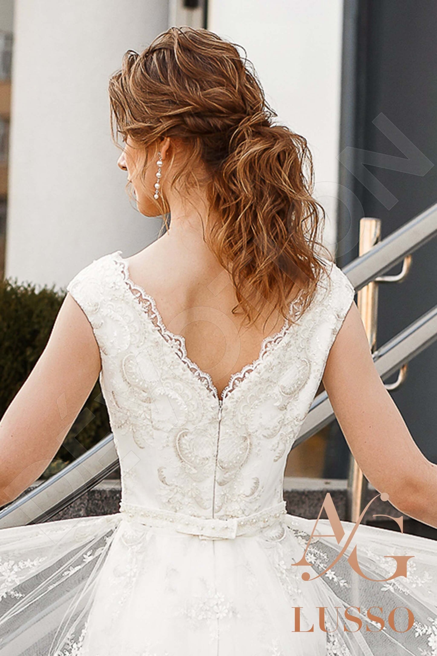 Jemima Open back A-line Short/ Cap sleeve Wedding Dress 13