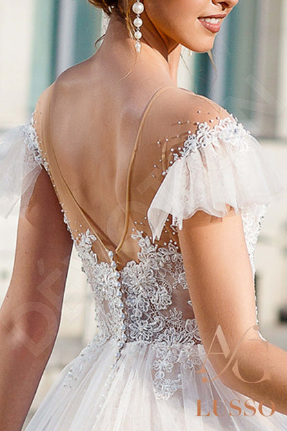 Josie Open back A-line Short/ Cap sleeve Wedding Dress 11