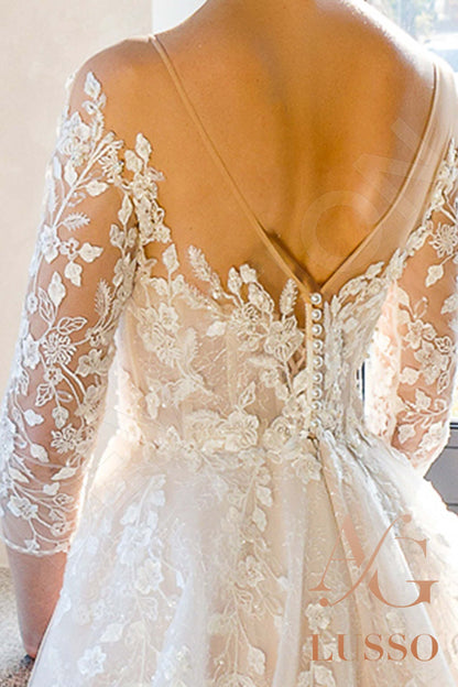 Lizzi Open back A-line 3/4 sleeve Wedding Dress 6