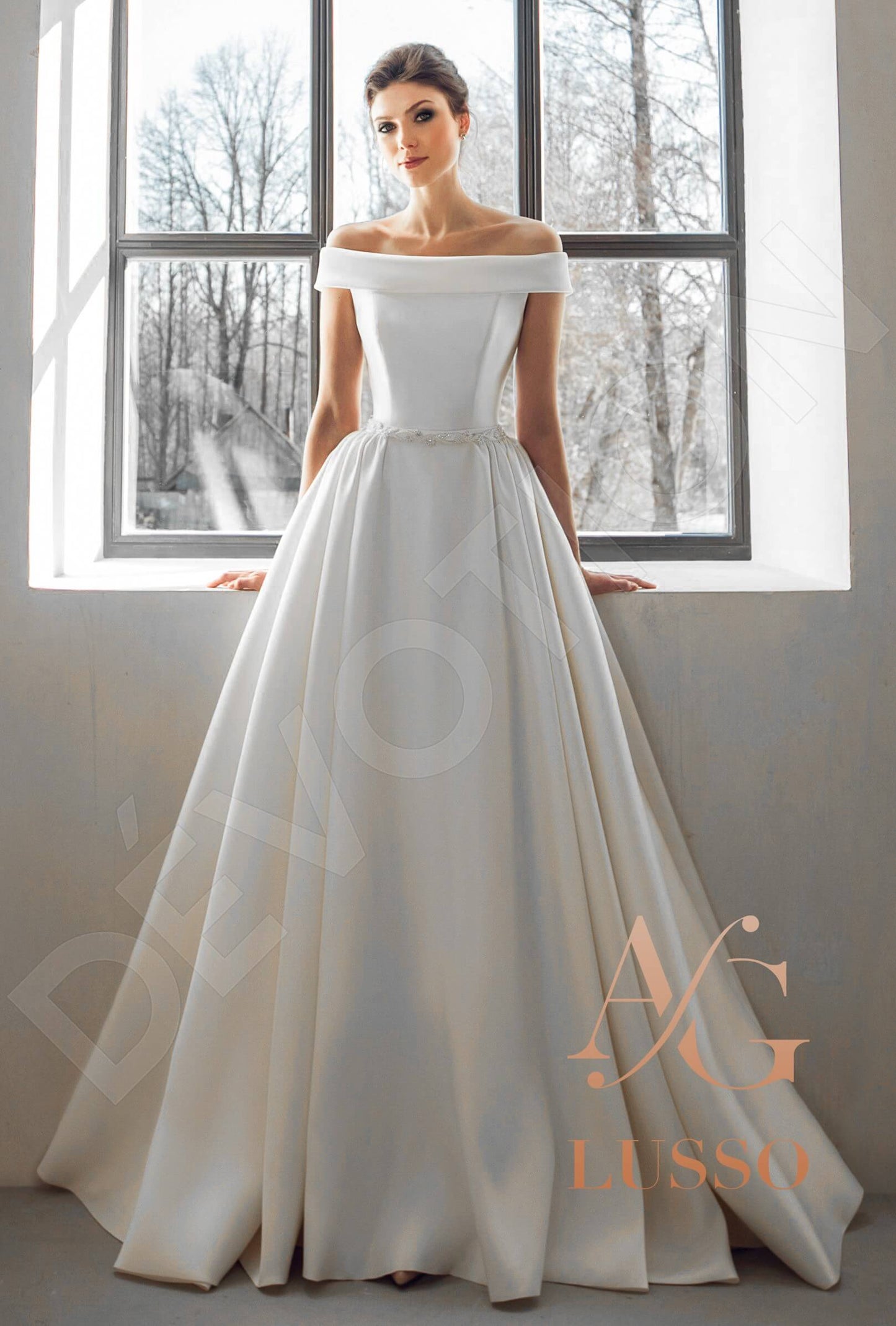 Corsa Open back A-line Sleeveless Wedding Dress Front