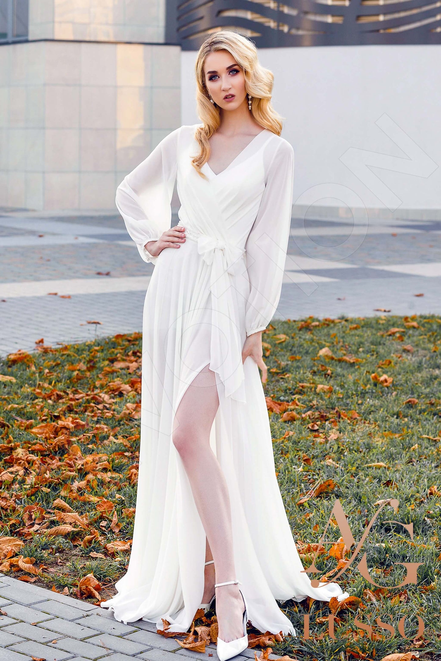 Modesta Full back A-line Long sleeve Wedding Dress 8