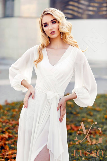 Modesta Full back A-line Long sleeve Wedding Dress 9