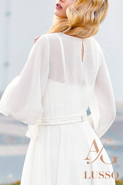 Modesta Full back A-line Long sleeve Wedding Dress 13