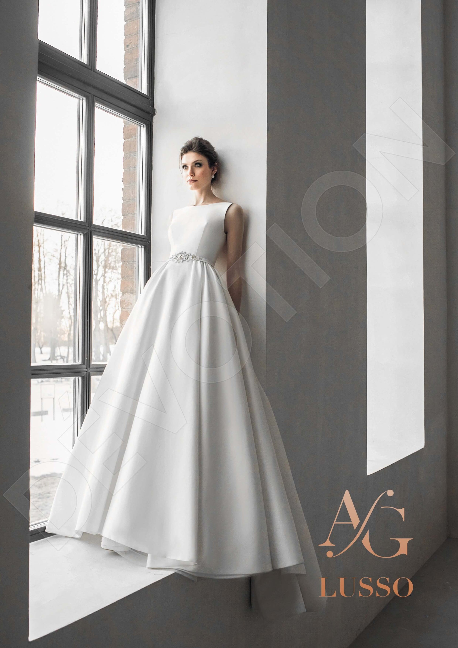 Henrini A-line Jewel Mediumivory Wedding dress