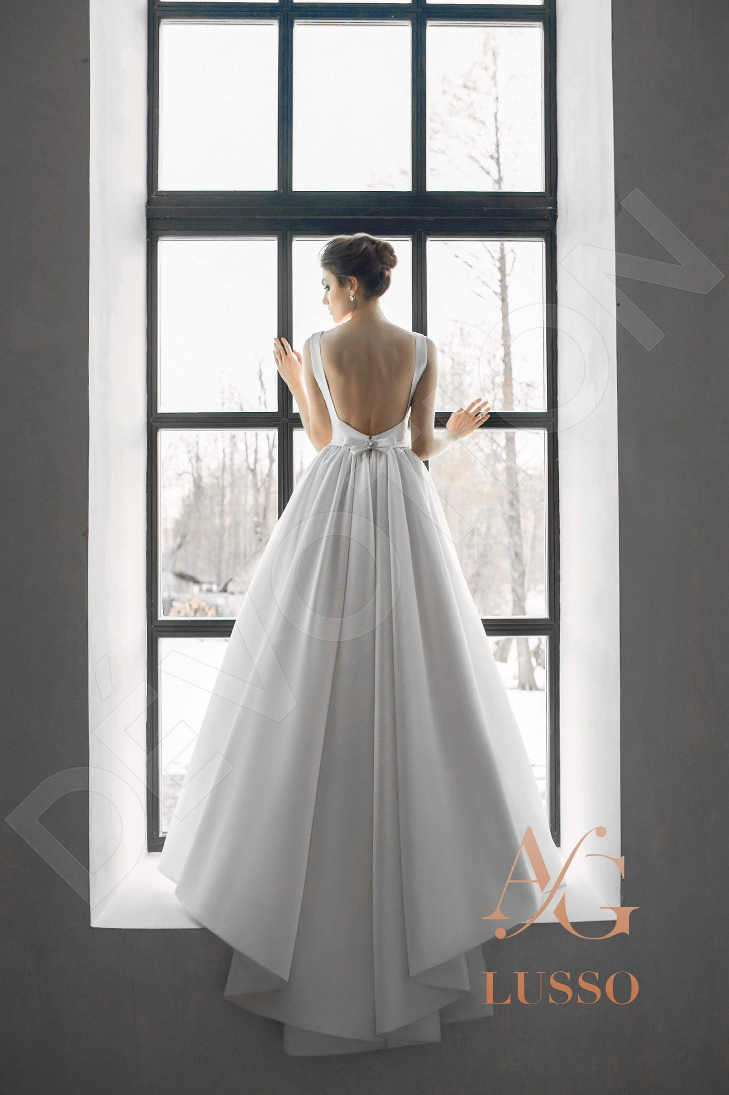 Henrini Open back A-line Sleeveless Wedding Dress Back