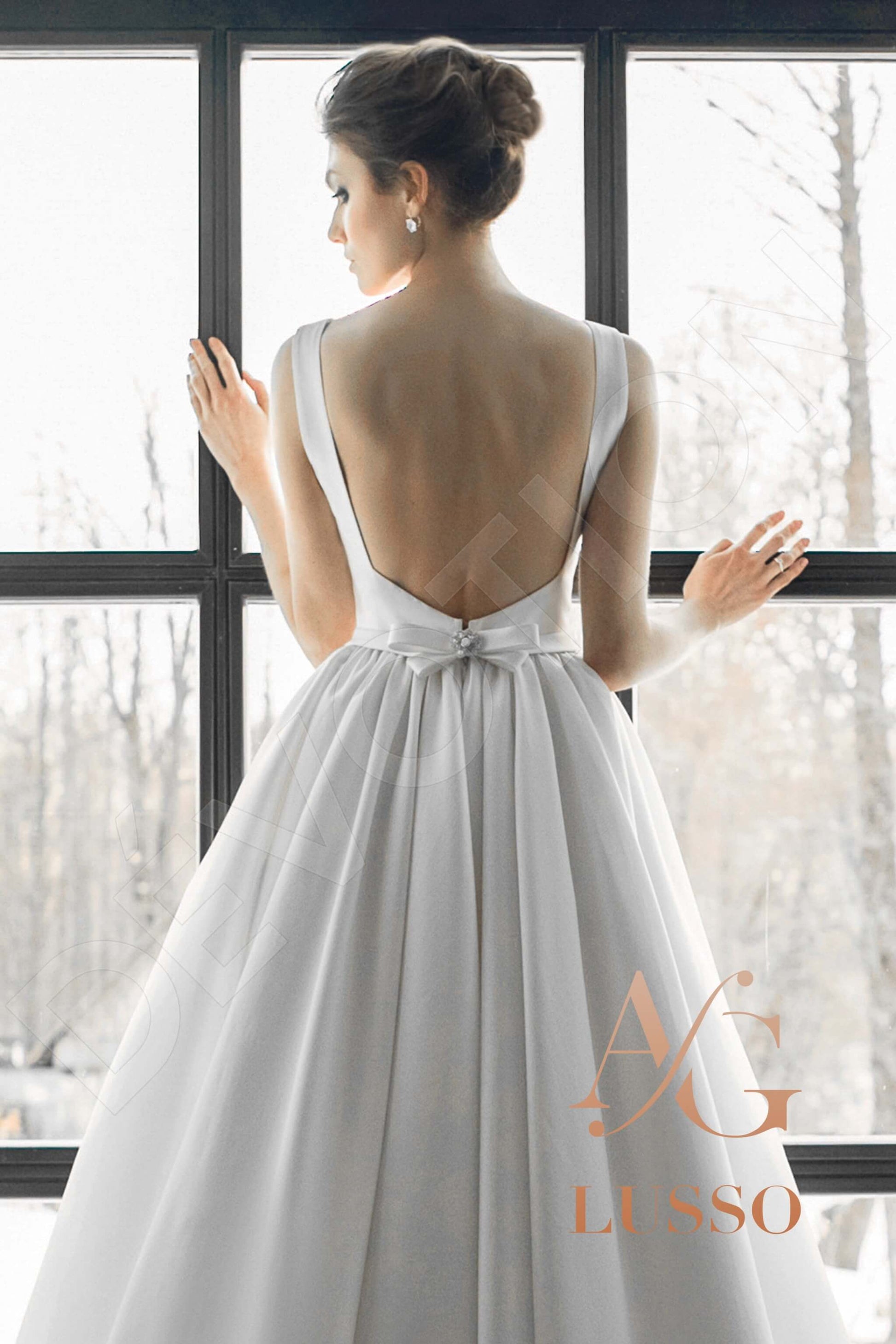 Henrini A-line Jewel Mediumivory Wedding dress