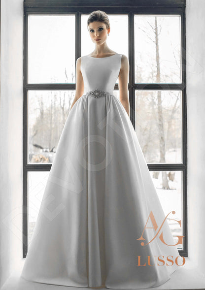 Henrini Open back A-line Sleeveless Wedding Dress Front