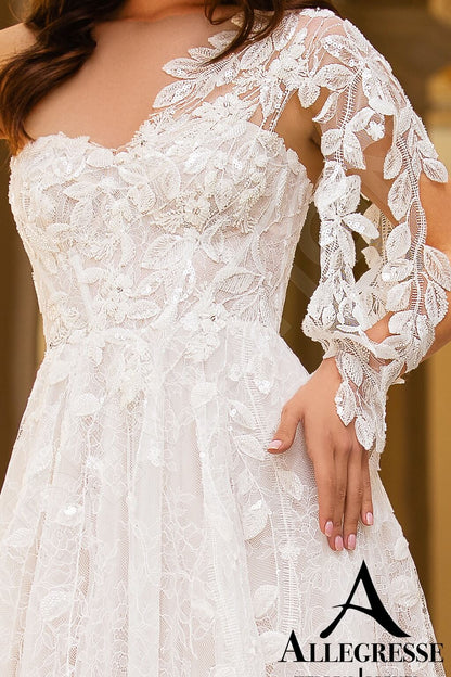Dorianna Open back A-line One sleeve Wedding Dress 10