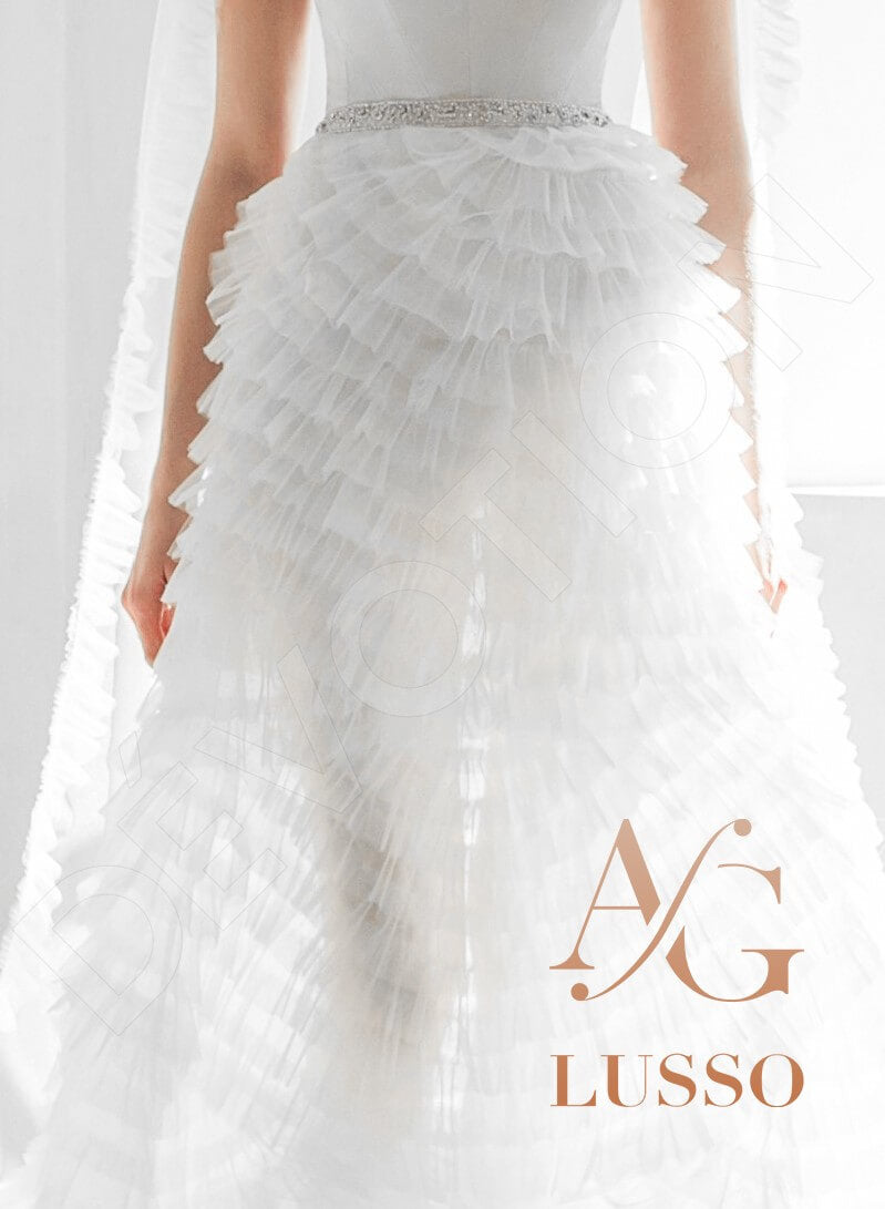 Sanita A-line Straight across Gray Mediumivory Wedding dress