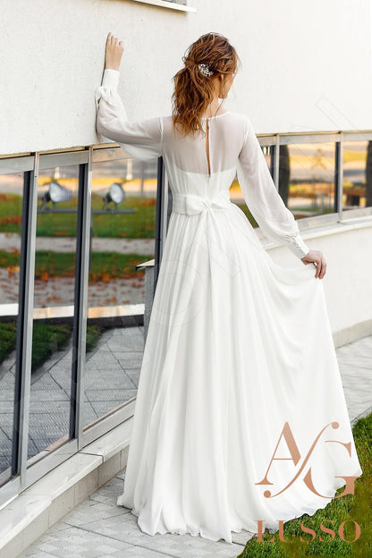 Namera Full back A-line Long sleeve Wedding Dress Back