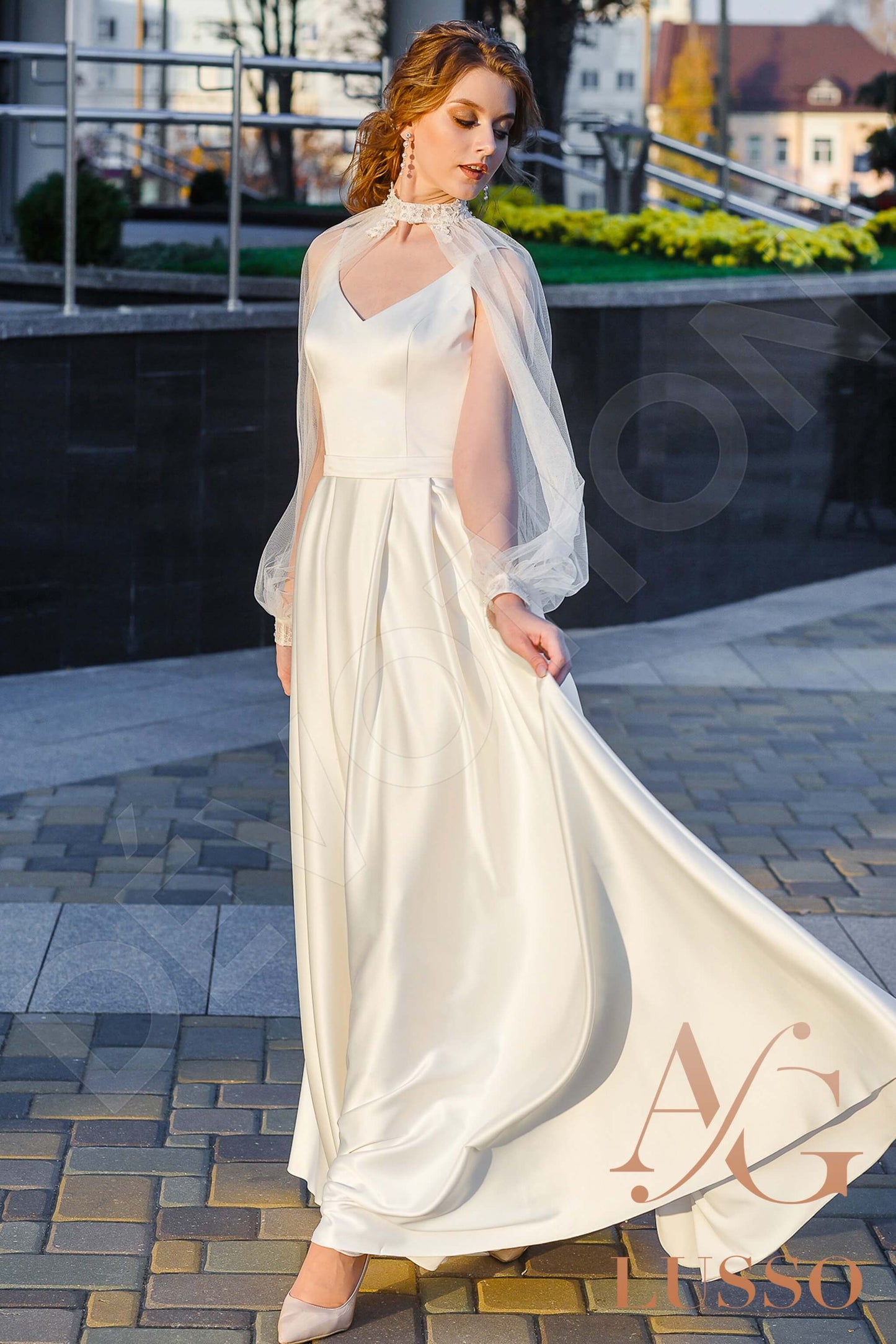 Sali Open back A-line Straps Wedding Dress 8