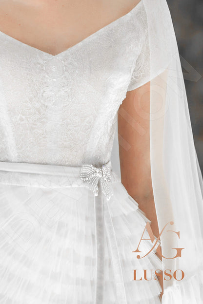 Paulita Open back A-line Short/ Cap sleeve Wedding Dress 3