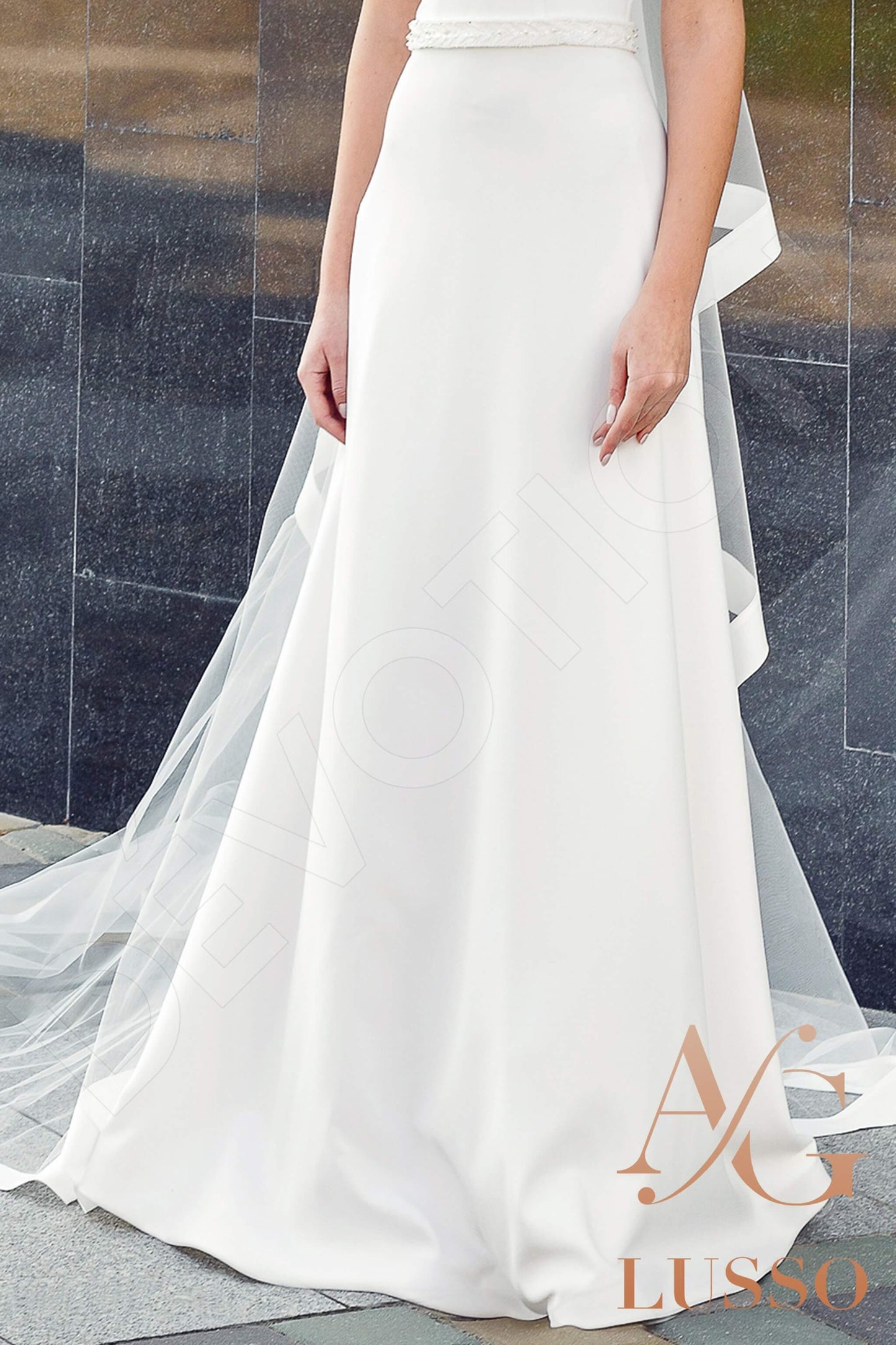 Taylor Open back Sheath/Column Sleeveless Wedding Dress 15