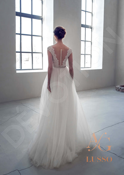 Savannia Illusion back A-line Sleeveless Wedding Dress Back