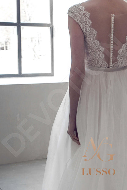 Savannia Illusion back A-line Sleeveless Wedding Dress 5
