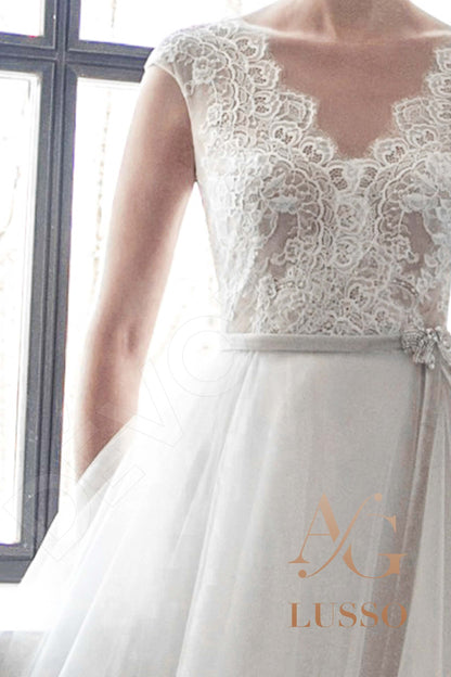 Savannia Illusion back A-line Sleeveless Wedding Dress 6