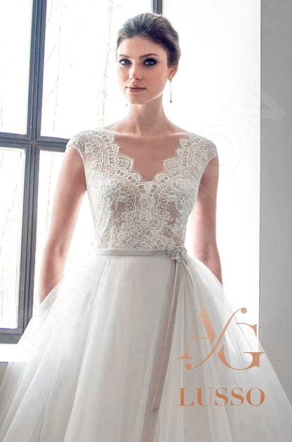 Savannia Illusion back A-line Sleeveless Wedding Dress 2