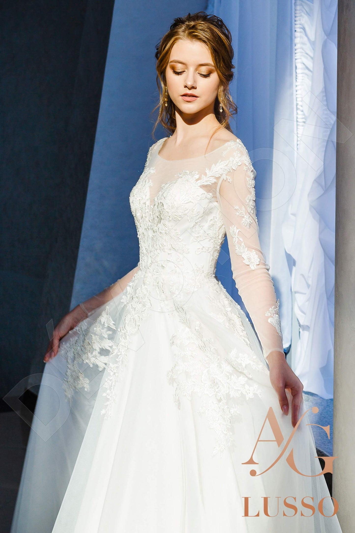 Tiana Full back A-line Long sleeve Wedding Dress 11
