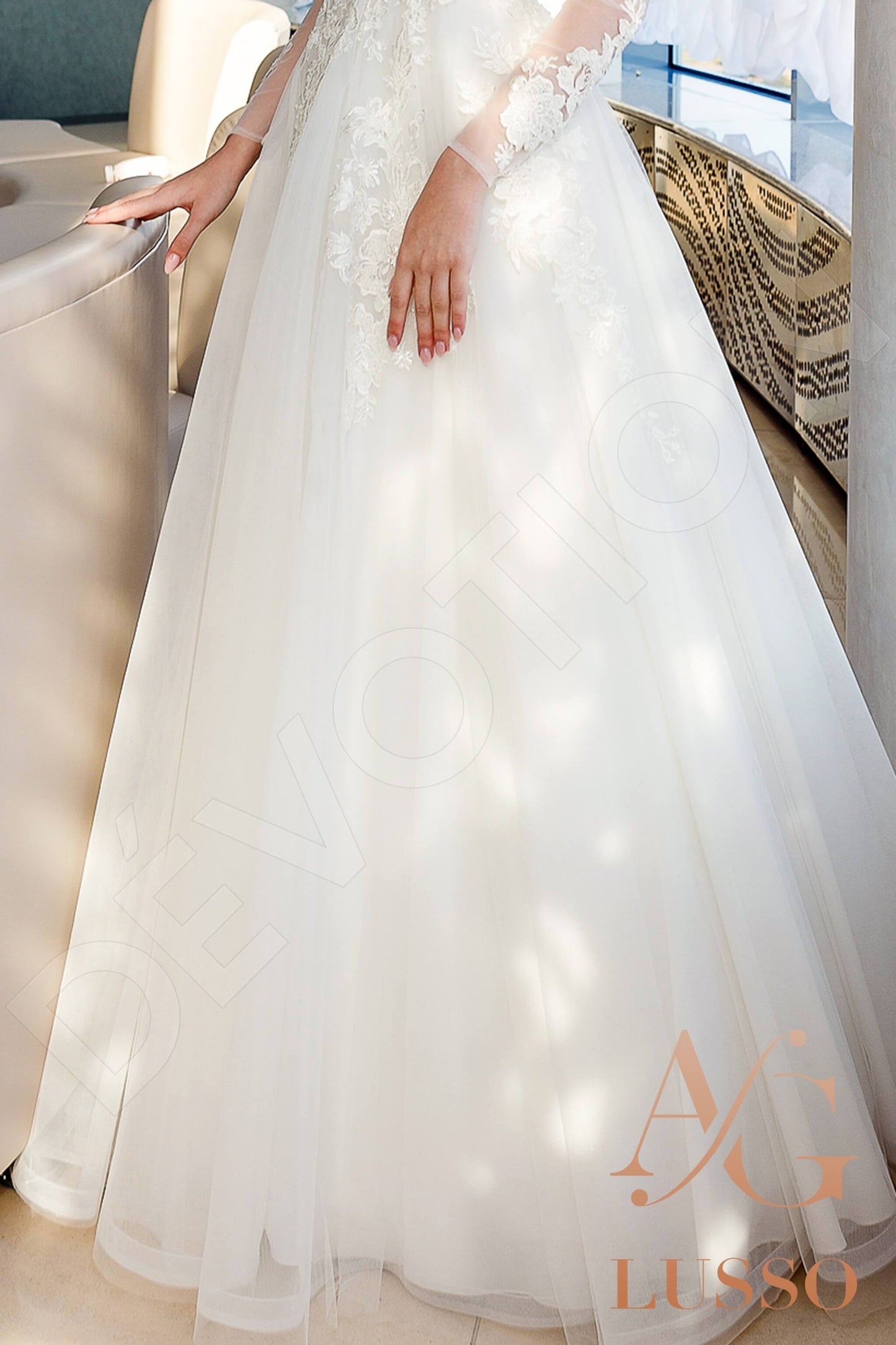 Tiana Full back A-line Long sleeve Wedding Dress 15