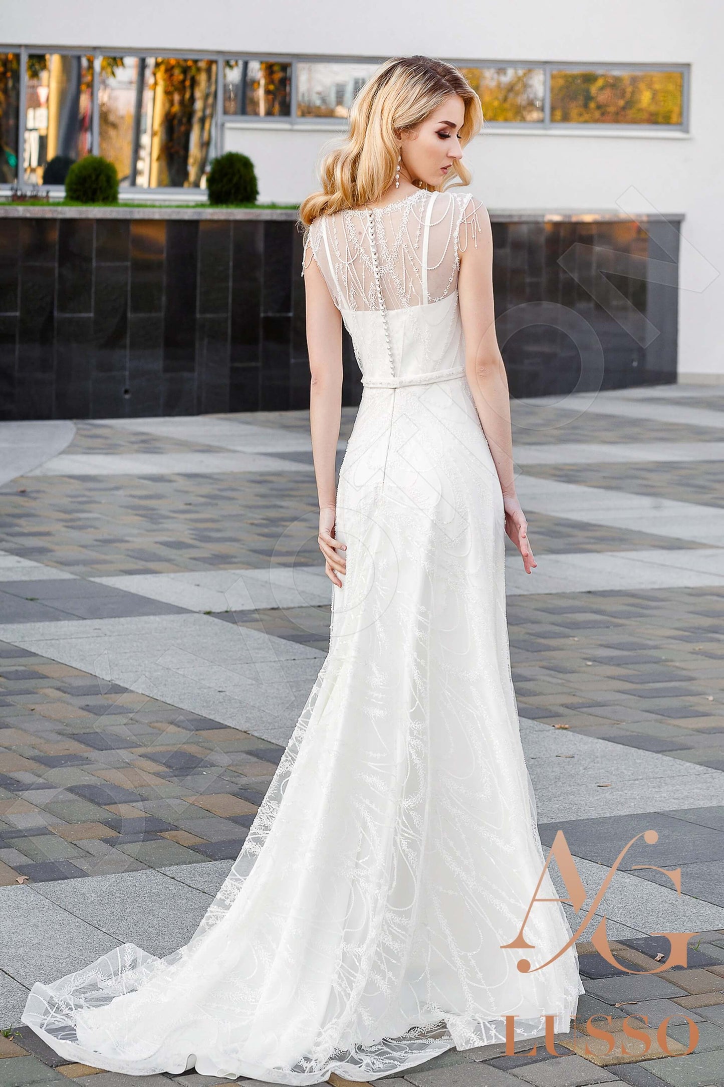 Veria Full back A-line Sleeveless Wedding Dress 9