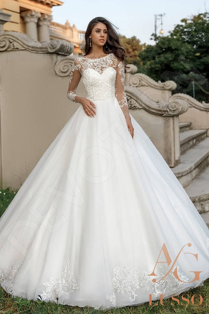 Anyka Full back Princess/Ball Gown Long sleeve Wedding Dress Front
