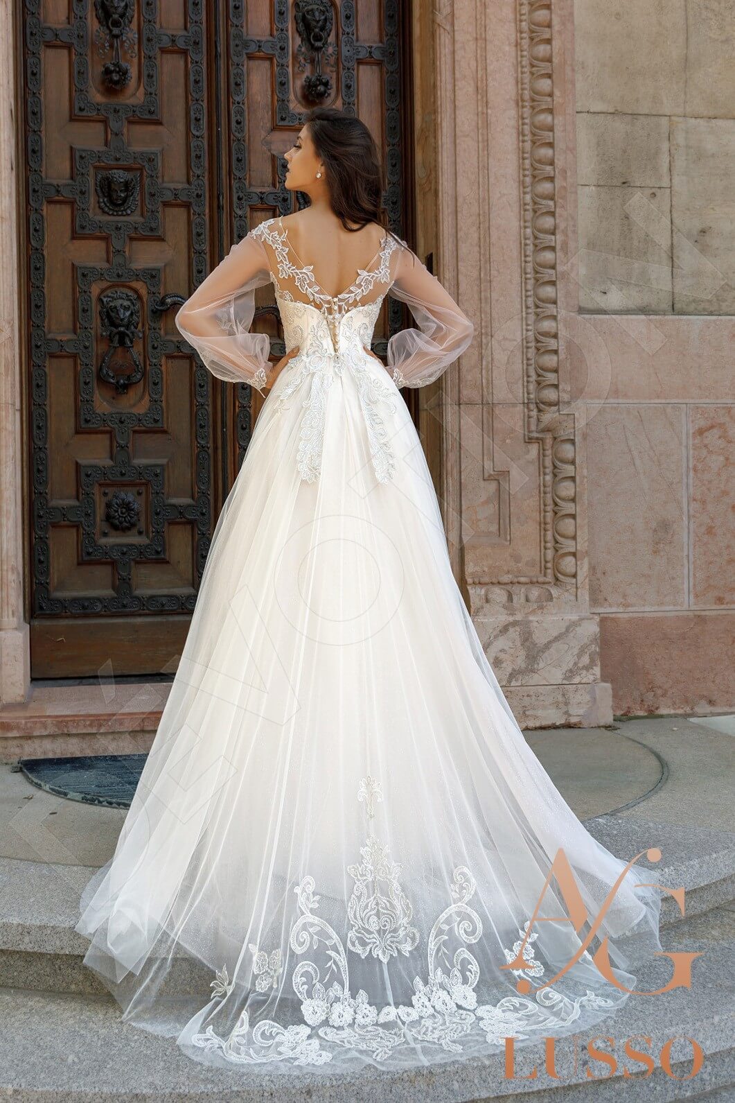 Aspen A-line Illusion Ivory Powder Wedding dress