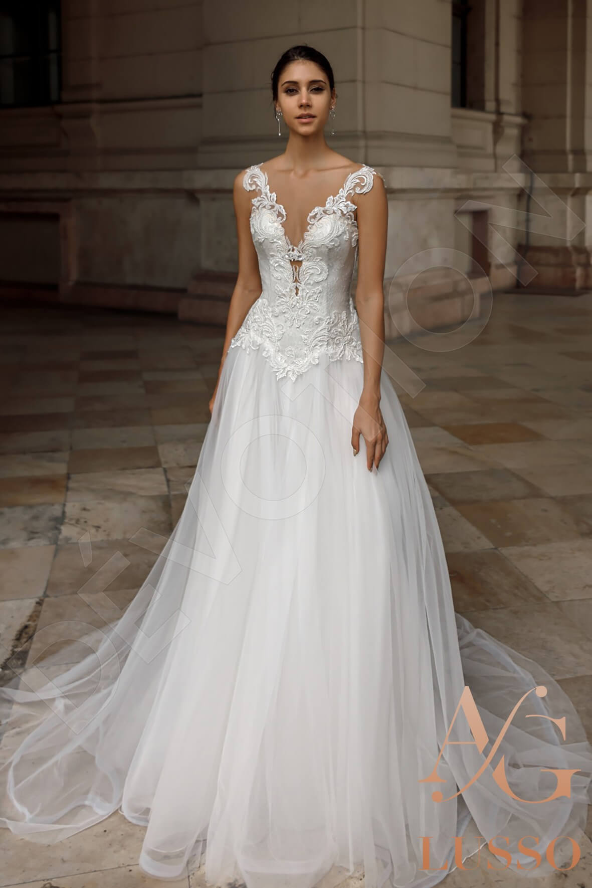 Betta Full back A-line Sleeveless Wedding Dress Front