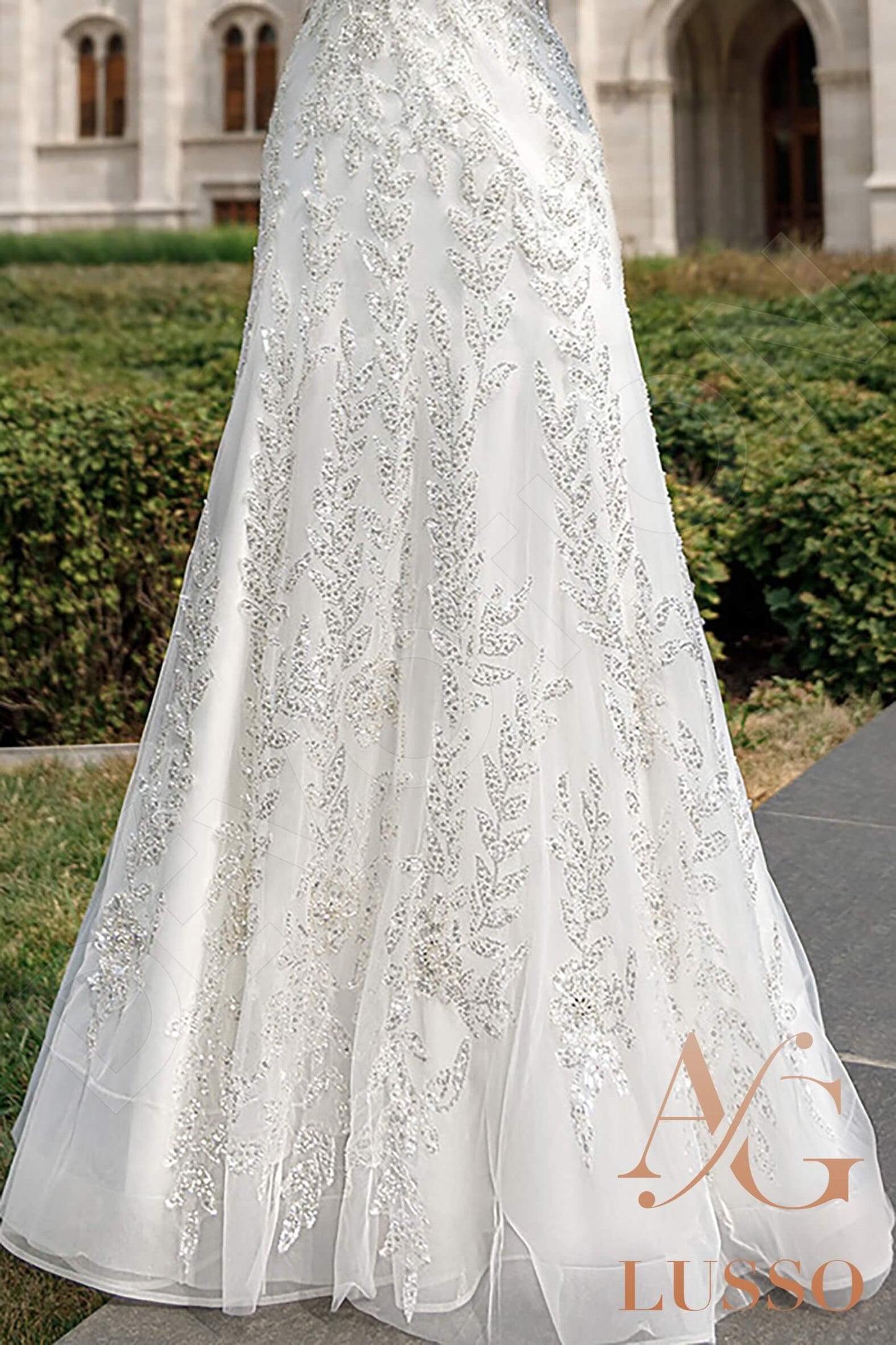 Ersel Full back A-line Short/ Cap sleeve Wedding Dress 7