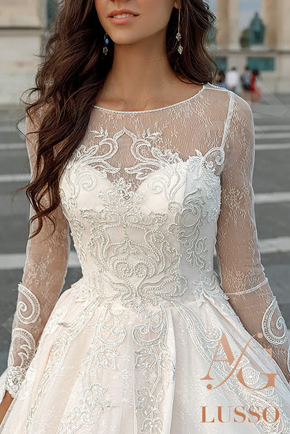 Jizzie Full back Princess/Ball Gown Long sleeve Wedding Dress 5